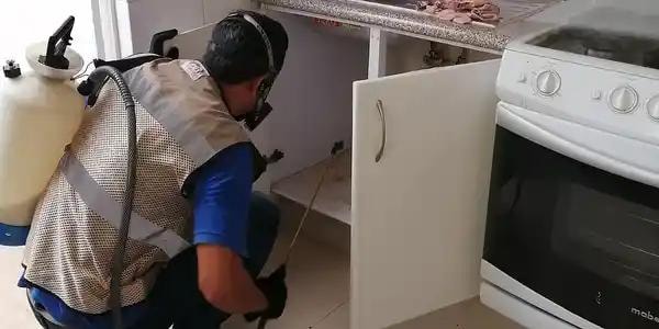 Técnico Chase realizando servicio de fumigación